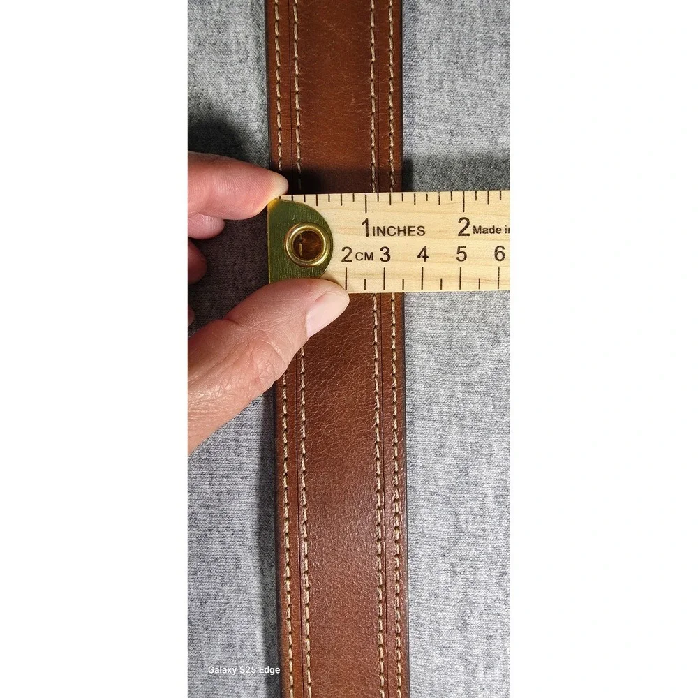 Levis Mens Brown Genuine Leather Belt XL 42-44 Double Stitch Two Horse Logo